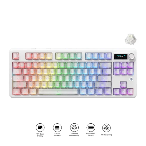 Ajazz MK87 PRO Side-Engraved White Matte Translucent