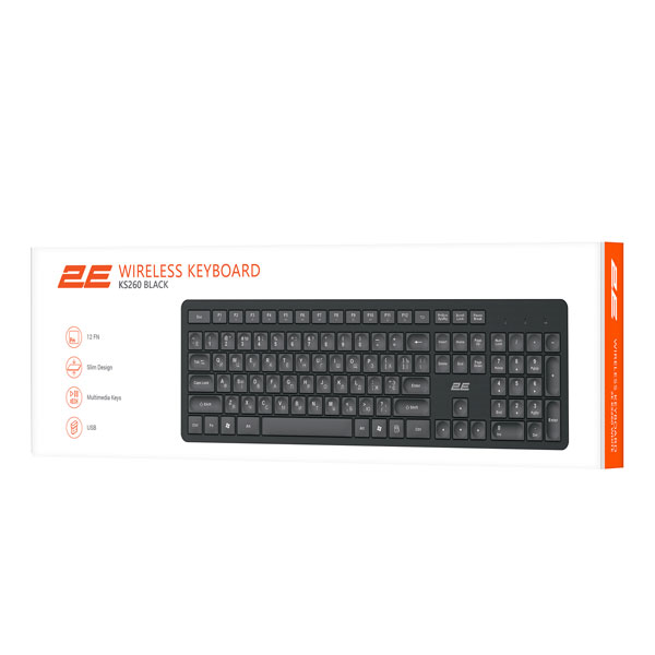 2E Keyboard Membrane KS260 WL EN/UK Black 2E-KS260WB