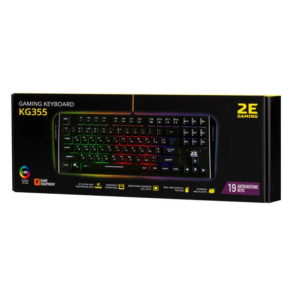 2E GAMING Membrane keyboard KG355 EN/UA/RU black 2E-KG355UBK