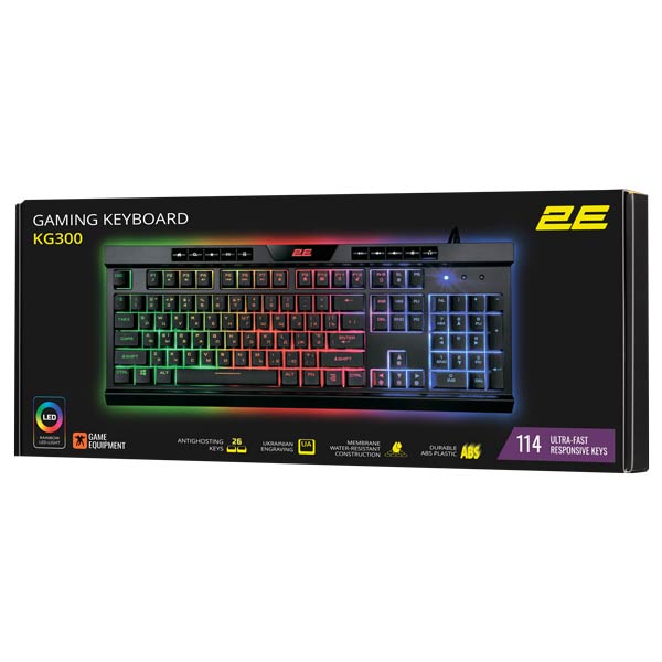 2E Gaming Keyboard KG300 EN/UA/RU LED 2E-KG300UB