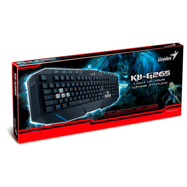 KB-G265 Gaming Keyboard Blue LED backlight 8 Multimedia Keys 31310056103-D