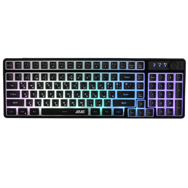5Sd8cB.jpg 2E GAMING Membrane Keyboard KG390 WL BT EN/UA RGB Black 2E-KG390UBK-WL