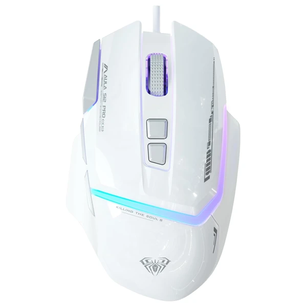 AULA S12 PRO A825 Wired Gaming Mouse (White)