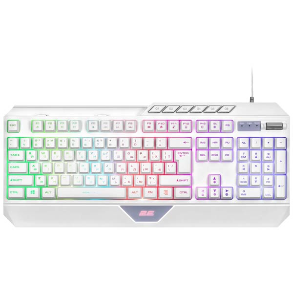 7tnS12.jpg 2E GAMING Membrane Keyboard KG315 EN/UA RGB White 2E-KG315UWT