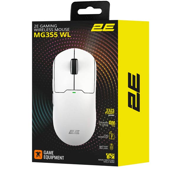 2E MG355 WL RGB USB-A WL White Gaming Mouse 2E-MG355UWT-WL
