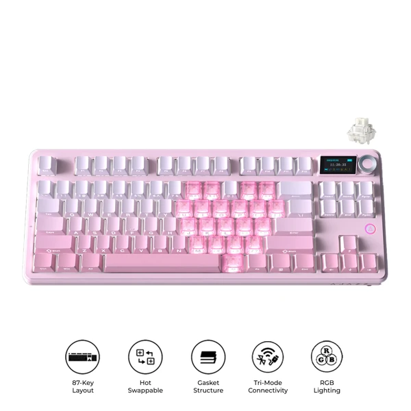 Ajazz MK87 Side Character Gradient White Pink + Transparent Pink